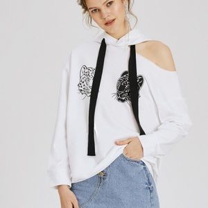 Asymmetrical white hoodie size S